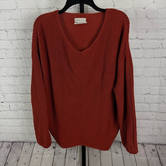 Urban Outfitters Sweaters - Urban Outfitters Burnt Orange Oversized V-Neck Sweater Size XS